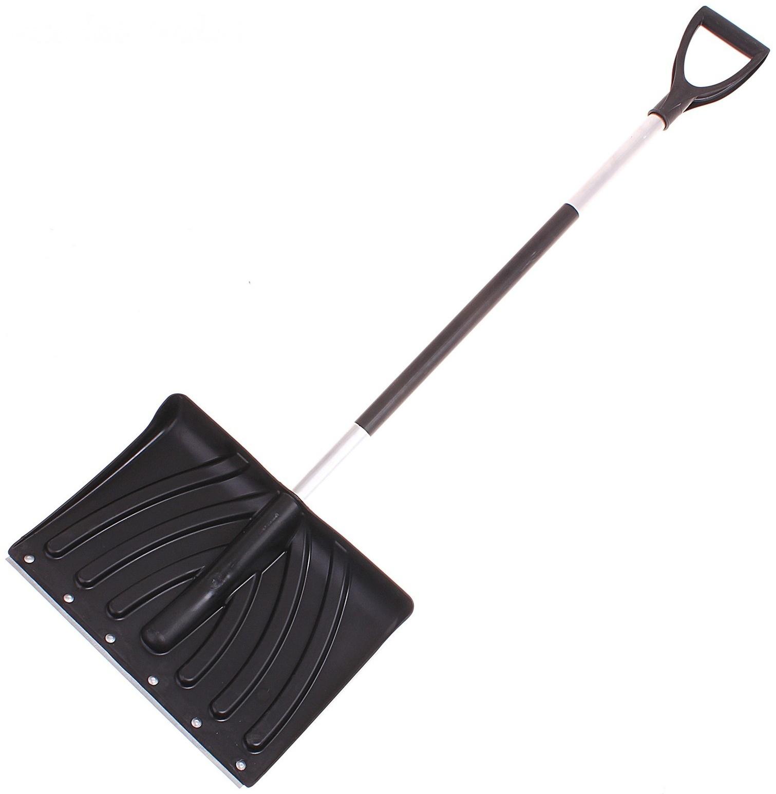 Лопата пластиковая, ковш 440 × 315 мм, с металлической планкой, черенок, «Крепыш»