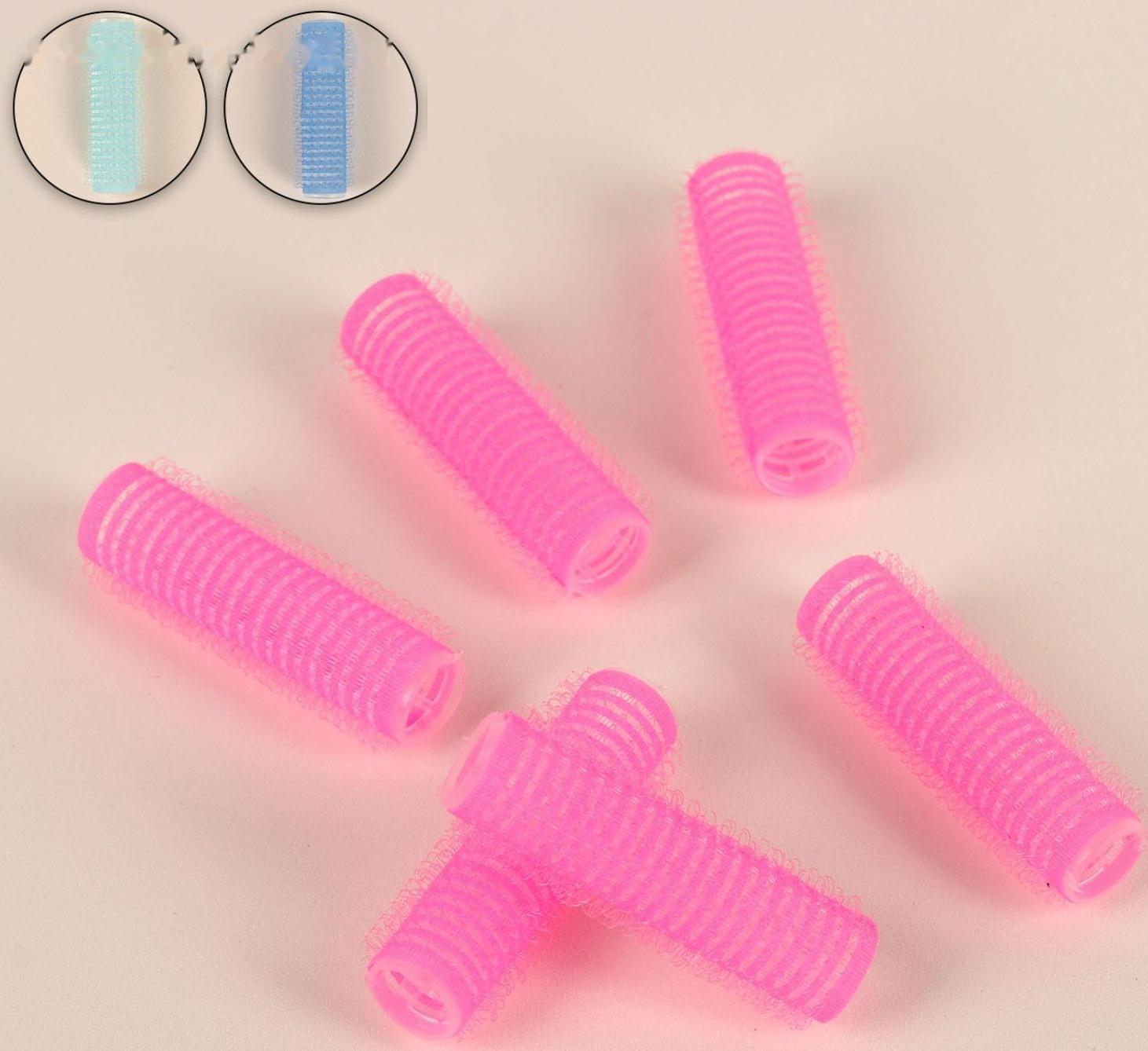 Бигуди «Липучка», d = 1,9 см, 6,2 см, 6 шт, цвет МИКС