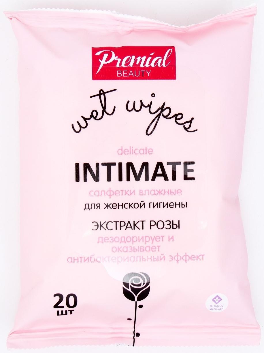 Влажные салфетки Premial Роза, для интимной гигиены, 20 шт.