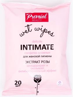 Влажные салфетки Premial Роза, для интимной гигиены, 20 шт.