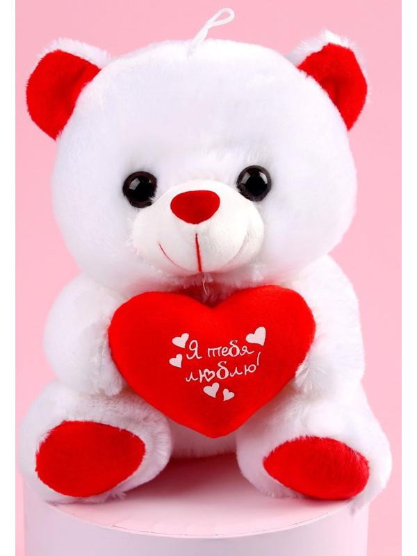 Мягкая игрушка «Я тебя люблю», мишка с сердечком, сердца, 17 см