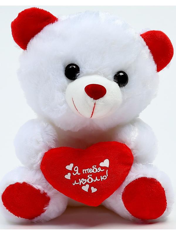 Мягкая игрушка «Я тебя люблю», мишка с сердечком, сердца, 17 см