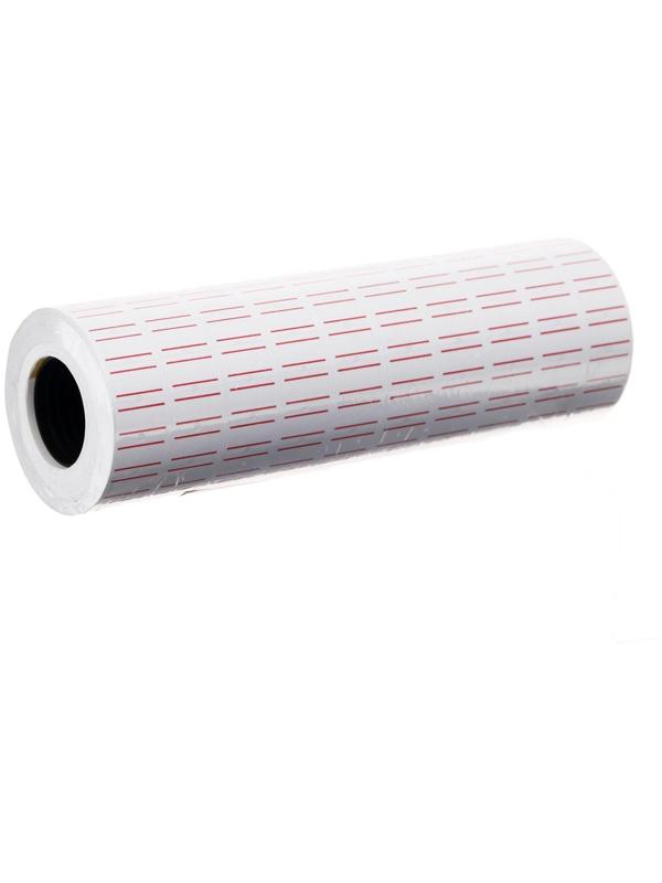 Набор из 10 штук, этикет-лента 21х12мм, прямоугольная, белая с красной полосой, 1000 этикеток