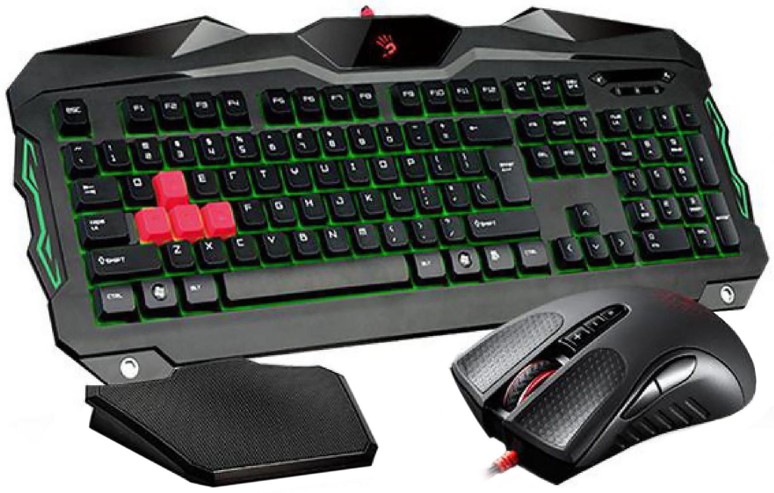 Игровой набор A4 Bloody Q2100/B2100 (Q210+Q9), клавиатура+мышь, проводной,мембранный,черный