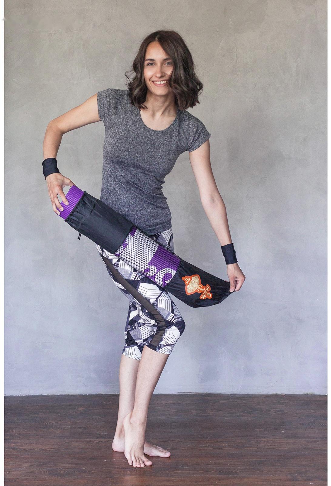 Чехол для йога-коврика, 68 × 22 см (для толщины до 6 мм), цвет чёрный