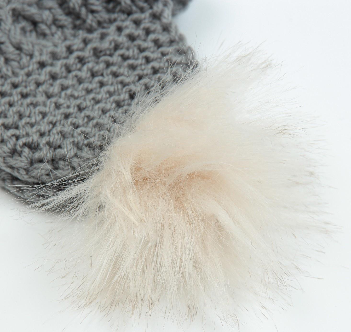 Шапка вязаная для собак, с помпоном, XS-S (объем головы 22 см, высота 7,5 см), микс