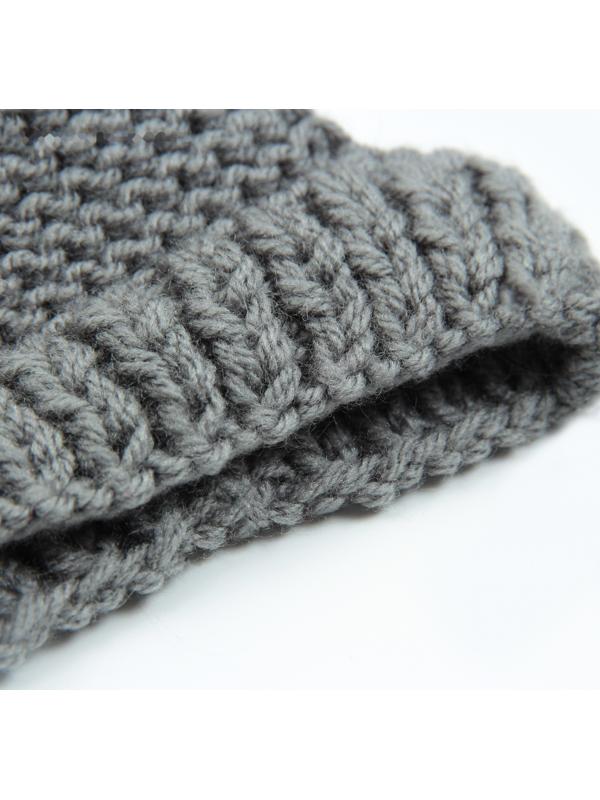 Шапка вязаная для собак, с помпоном, XS-S (объем головы 22 см, высота 7,5 см), микс