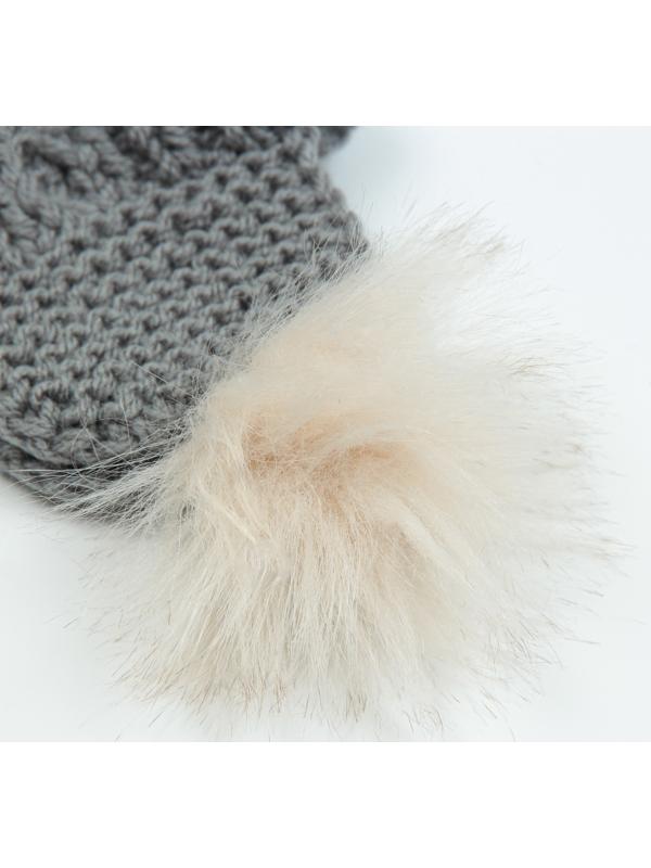 Шапка вязаная для собак, с помпоном, XS-S (объем головы 22 см, высота 7,5 см), микс