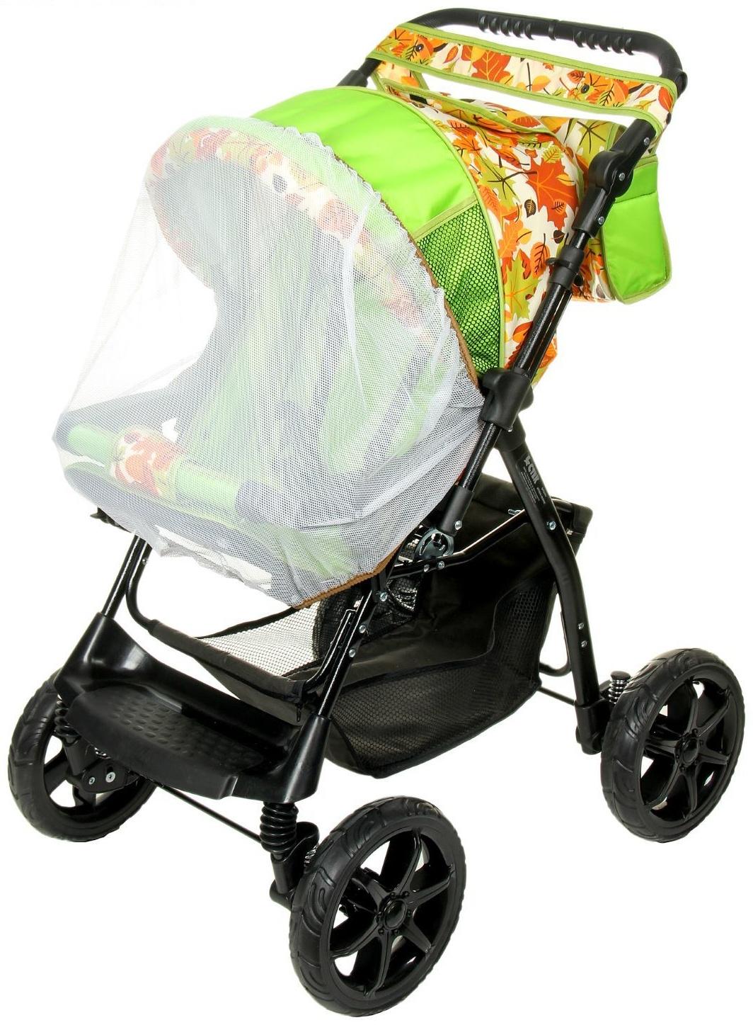 Коляска-трансформер «Гном», пластиковые колёса, оттенки зелёного, рисунок МИКС
