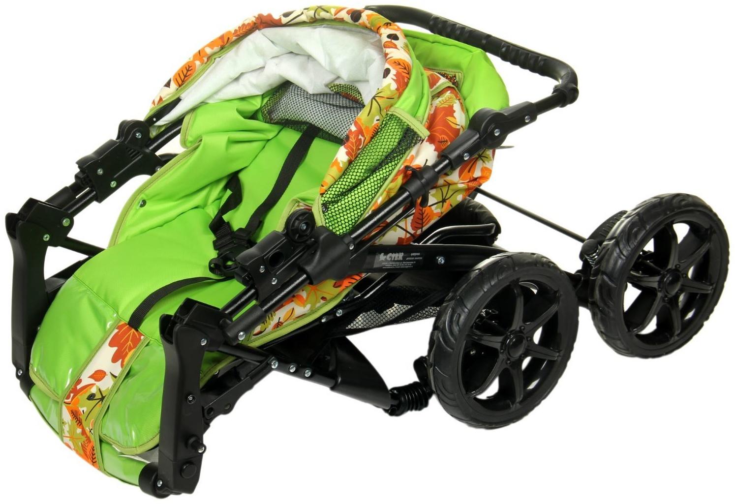 Коляска-трансформер «Гном», пластиковые колёса, оттенки зелёного, рисунок МИКС