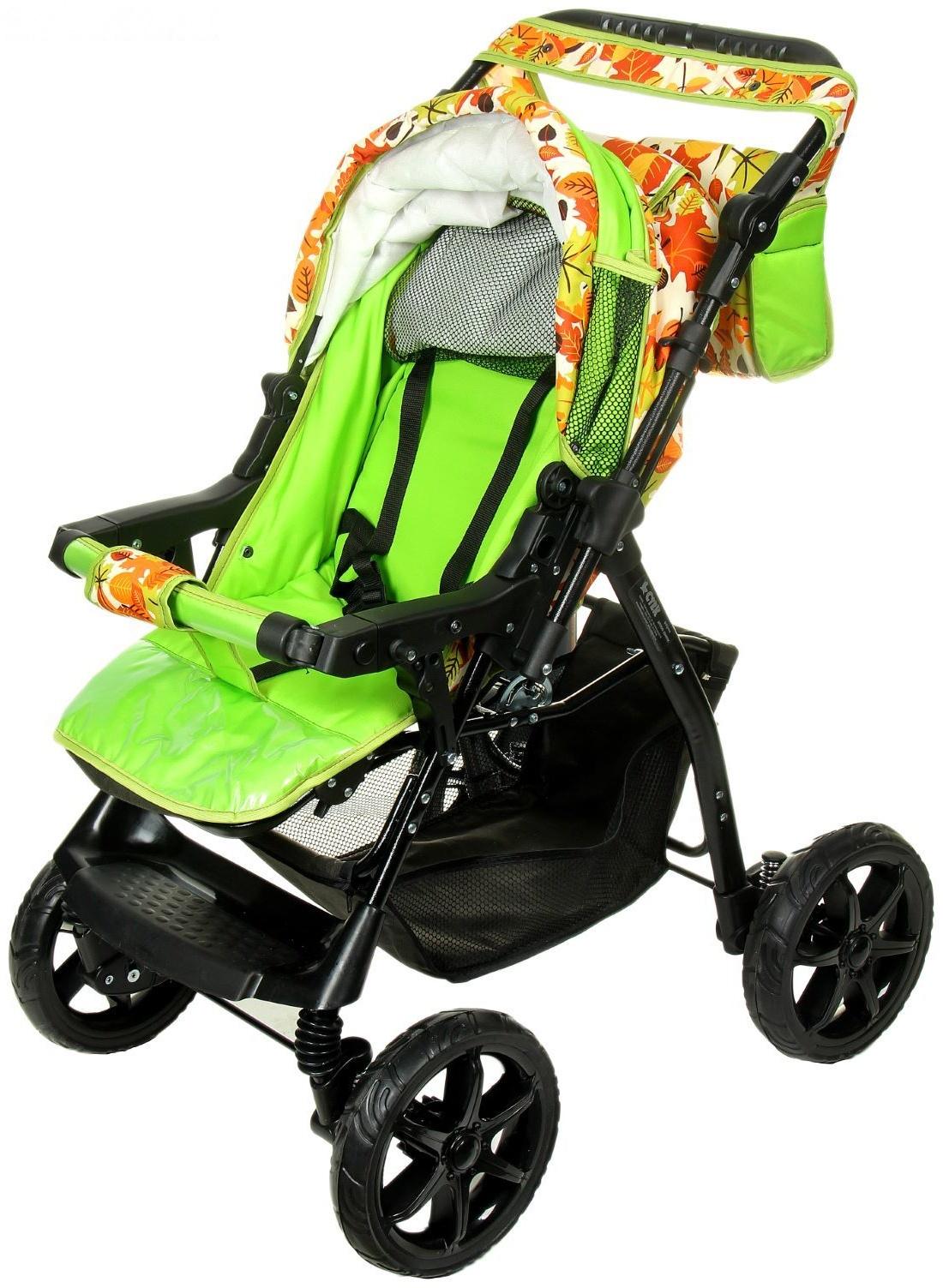 Коляска-трансформер «Гном», пластиковые колёса, оттенки зелёного, рисунок МИКС