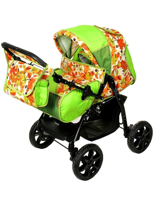 Коляска-трансформер «Гном», пластиковые колёса, оттенки зелёного, рисунок МИКС