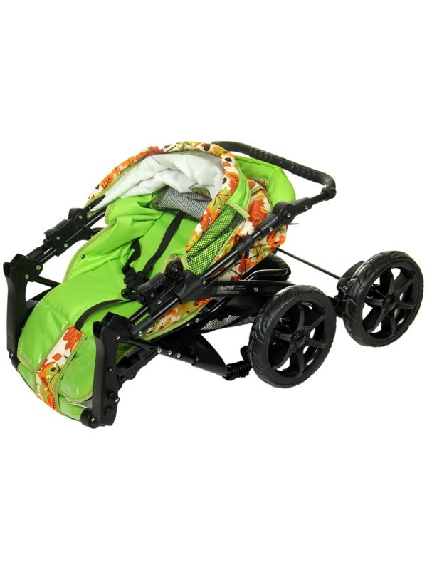 Коляска-трансформер «Гном», пластиковые колёса, оттенки зелёного, рисунок МИКС