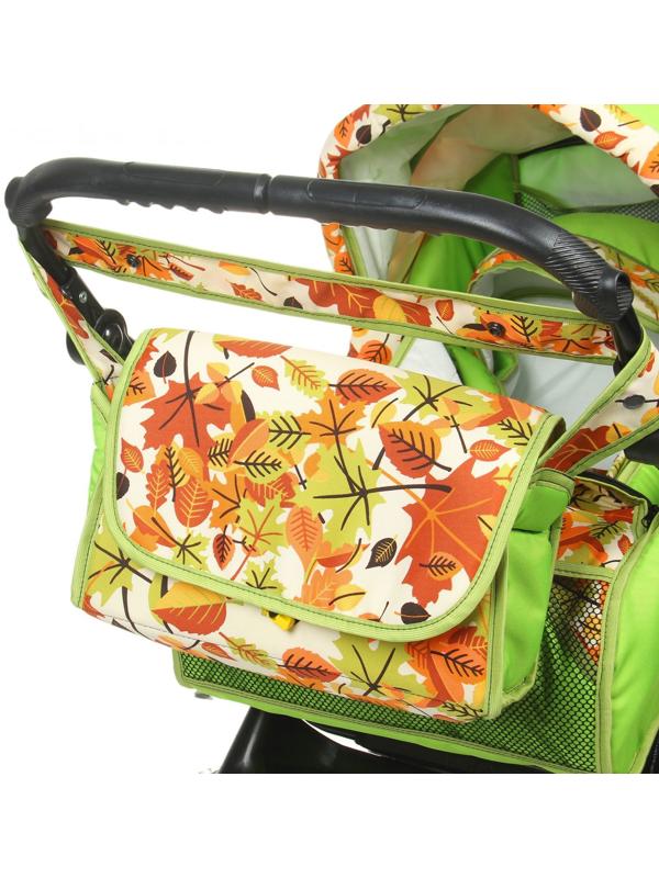 Коляска-трансформер «Гном», пластиковые колёса, оттенки зелёного, рисунок МИКС