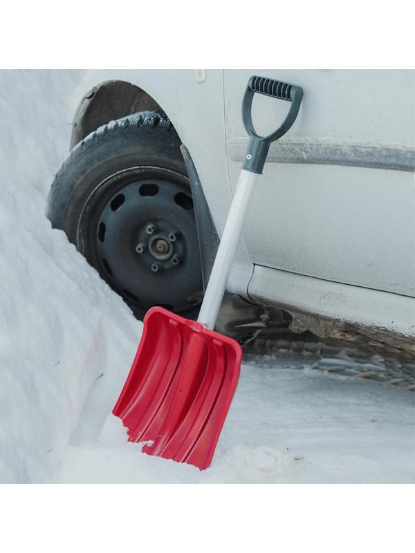 Лопата автомобильная пластиковая, ковш 240 × 300 мм, с алюминиевой планкой, алюминиевый черенок, цвет МИКС