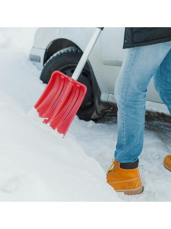Лопата автомобильная пластиковая, ковш 240 × 300 мм, с алюминиевой планкой, алюминиевый черенок, цвет МИКС