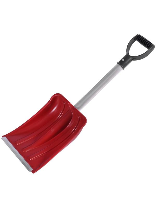 Лопата автомобильная пластиковая, ковш 240 × 300 мм, с алюминиевой планкой, алюминиевый черенок, цвет МИКС