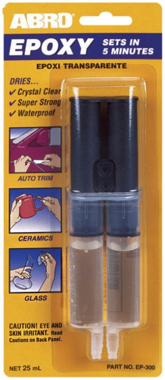 Клей эпоксидный ABRO EP-300, прозрачный, шприц, 25 мл