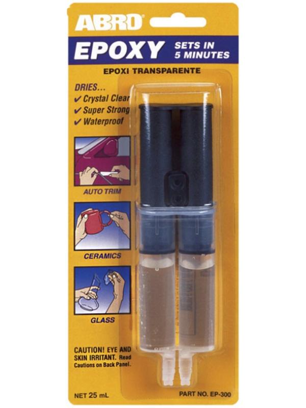 Клей эпоксидный ABRO EP-300, прозрачный, шприц, 25 мл