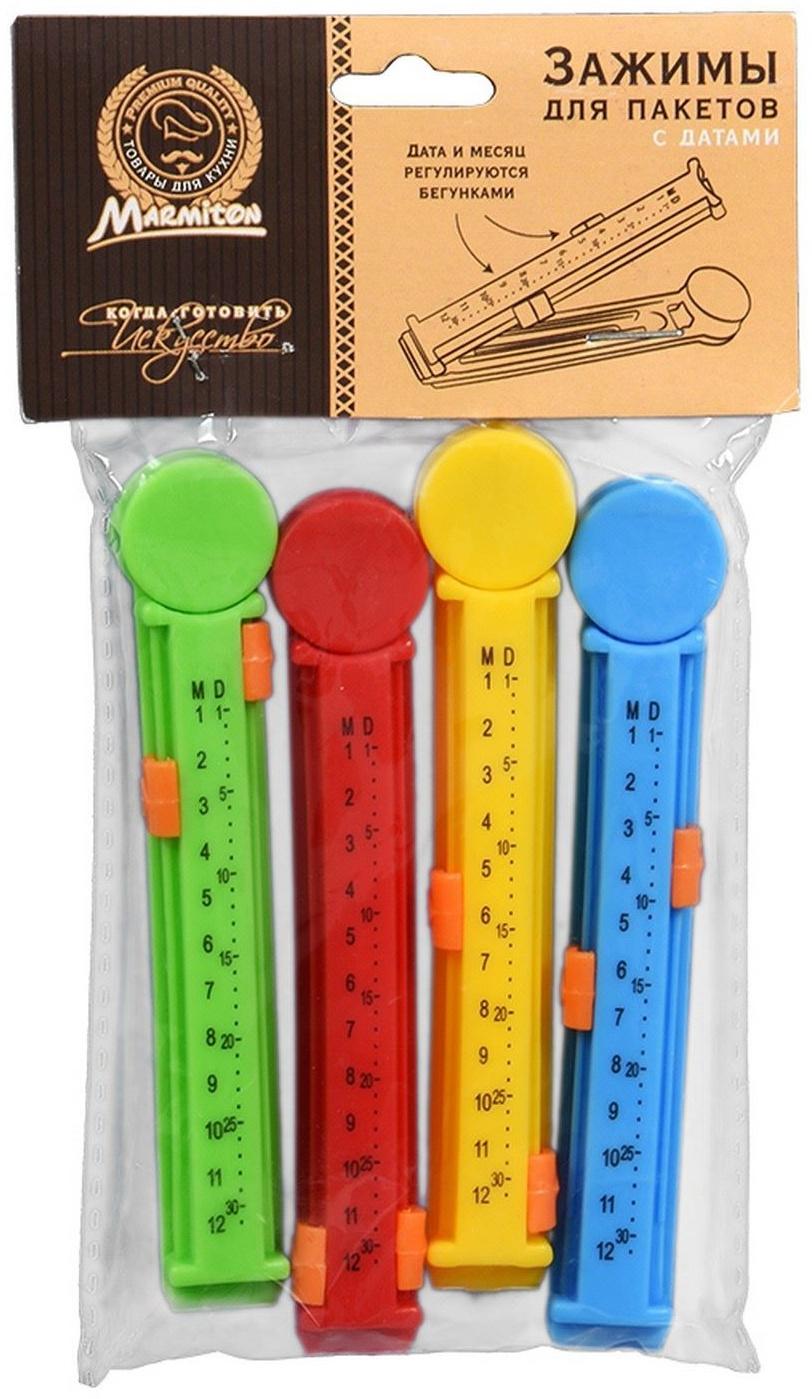 Набор зажимов для пакетов, с датами, 4 шт