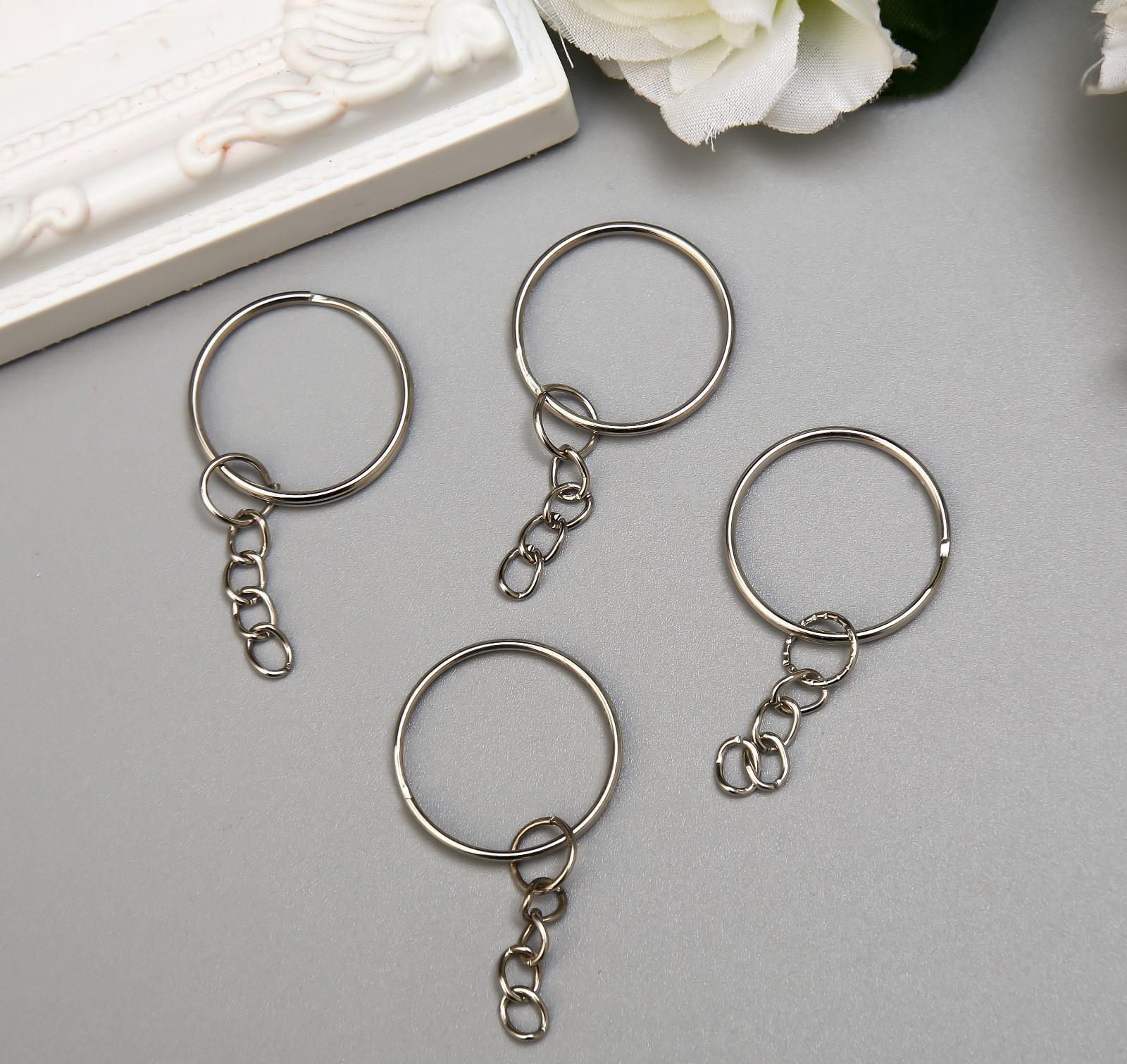 Основа для брелока кольцо металл с цепочкой серебро 2,4х2,4 см