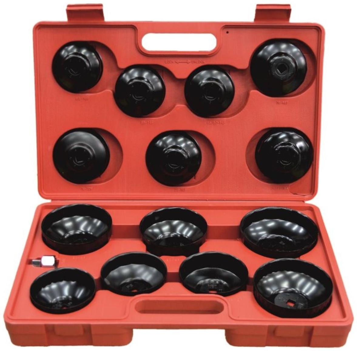 Набор съемников WIEDERKRAFT WDK-81245, для масляных фильтров, в комплекте 14 насадок, кейс