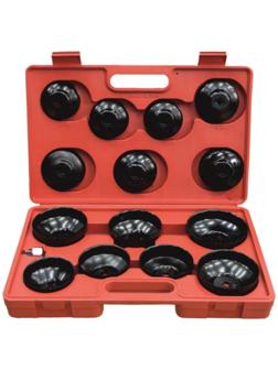 Набор съемников WIEDERKRAFT WDK-81245, для масляных фильтров, в комплекте 14 насадок, кейс