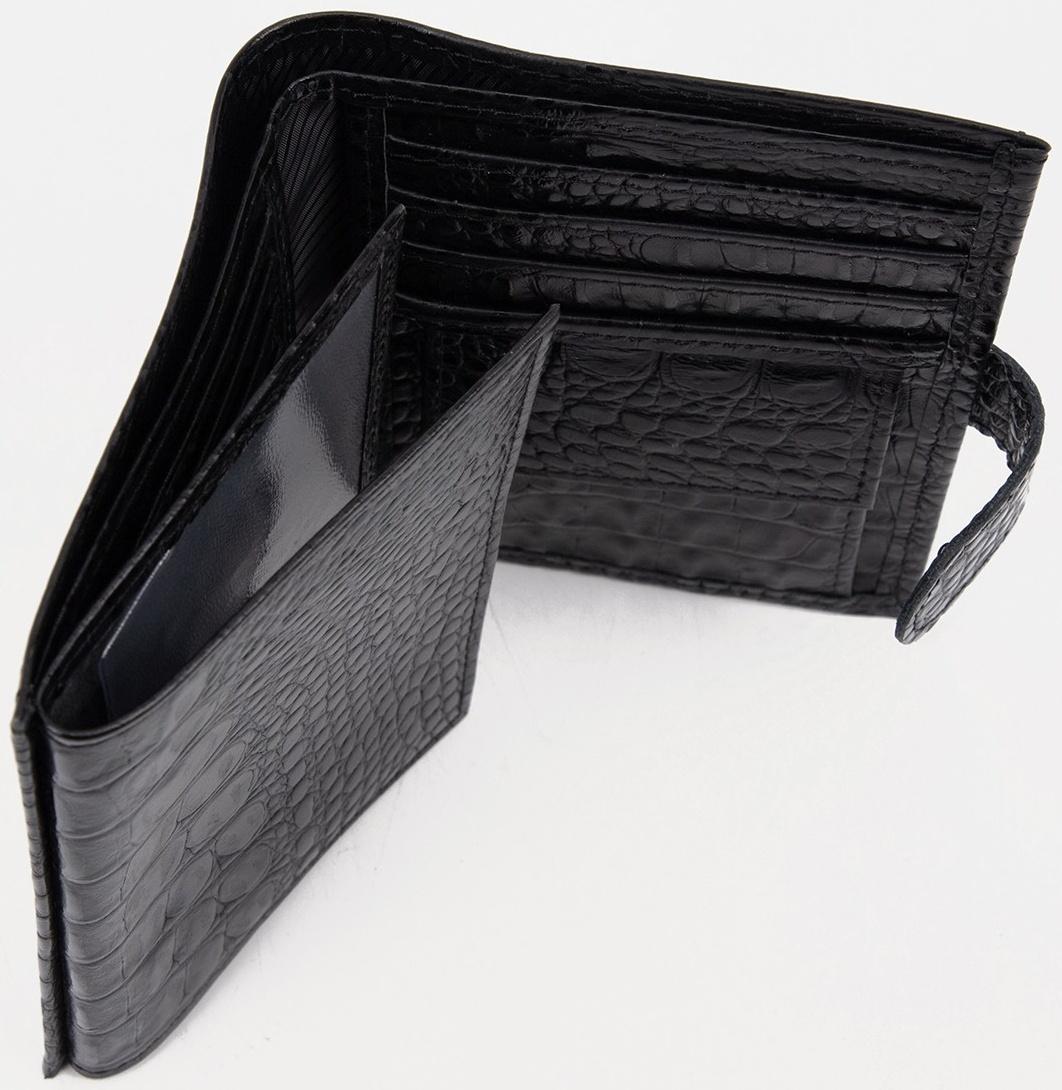 Портмоне на кнопке, отдел для автодокументов и паспорта, цвет чёрный