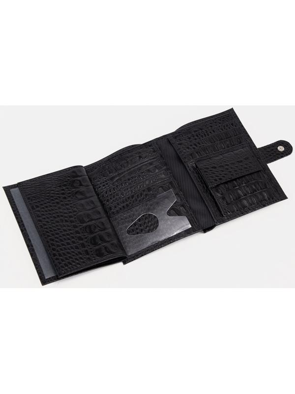 Портмоне на кнопке, отдел для автодокументов и паспорта, цвет чёрный