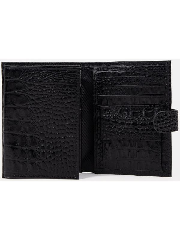 Портмоне на кнопке, отдел для автодокументов и паспорта, цвет чёрный