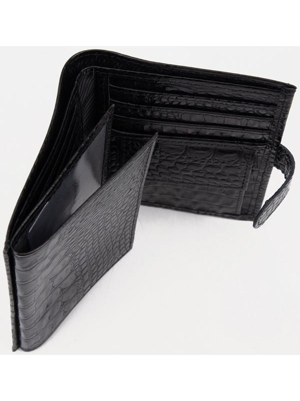 Портмоне на кнопке, отдел для автодокументов и паспорта, цвет чёрный