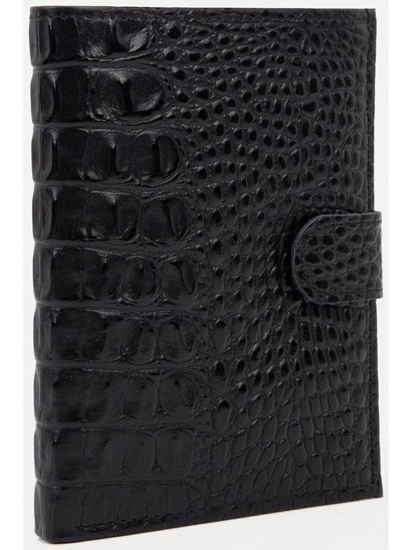 Портмоне на кнопке, отдел для автодокументов и паспорта, цвет чёрный