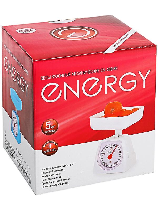 Весы кухонные ENERGY EN-406МК, механические, до 5 кг, белые