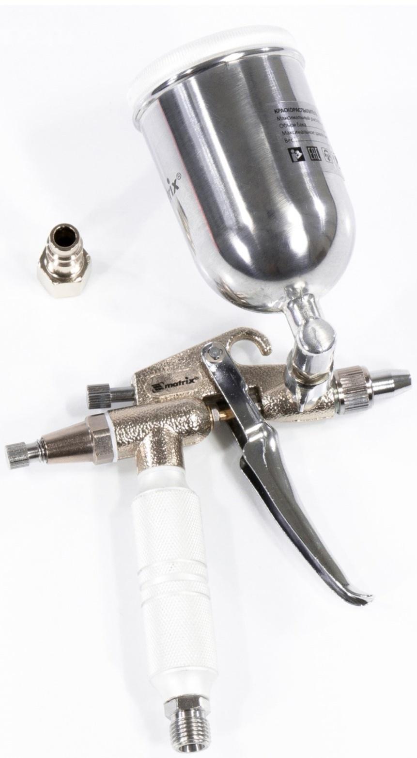 Краскораспылитель MATRIX, пневматический, для финишных работ, верхний бачок, 0.1 л, сопло 0,5 мм