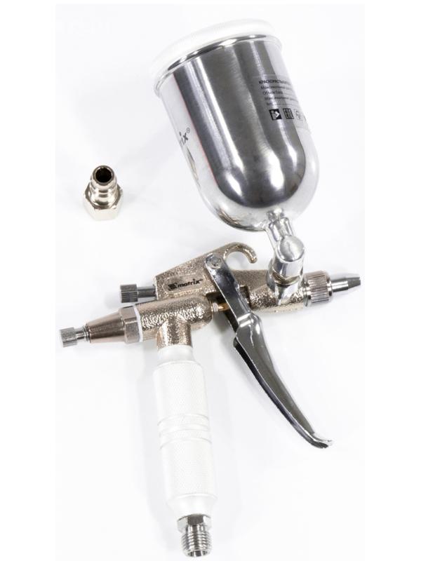 Краскораспылитель MATRIX, пневматический, для финишных работ, верхний бачок, 0.1 л, сопло 0,5 мм