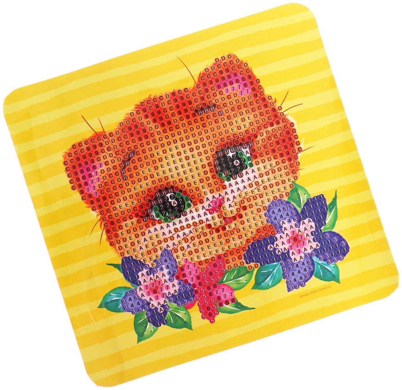 Алмазная мозаика на шкатулке «Котик», 14х14 см