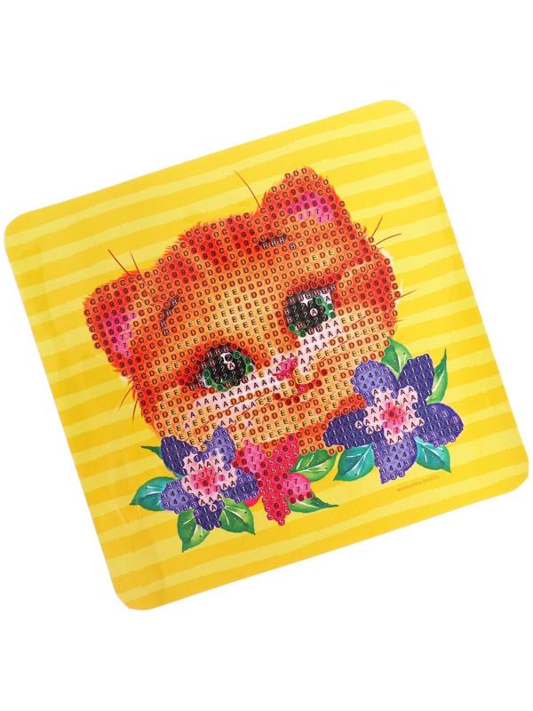 Алмазная мозаика на шкатулке «Котик», 14х14 см