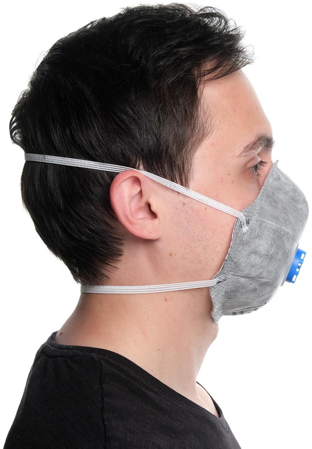 Полумаска фильтрующая, формованная с клапаном и угольным слоем, FFP1