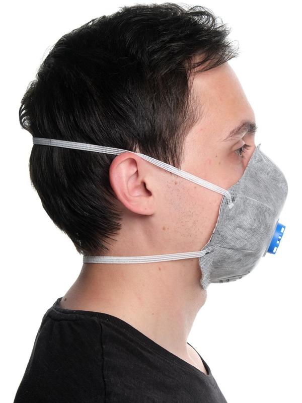 Полумаска фильтрующая, формованная с клапаном и угольным слоем, FFP1