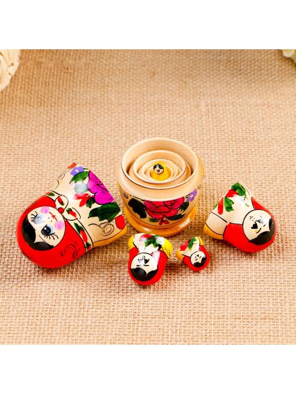 Матрёшка «Лилия», красный платок, 5 кукольная, 9 см