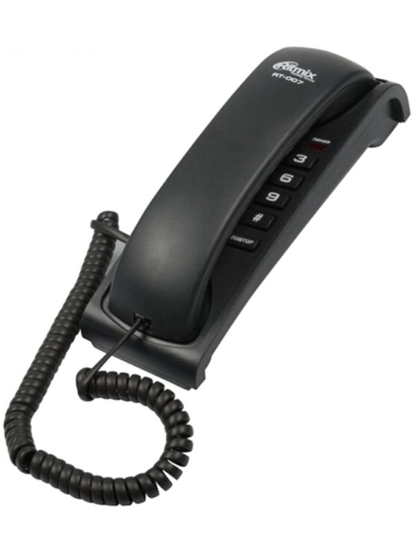 Телефон Ritmix RT-007, проводной, повторный набор, черный