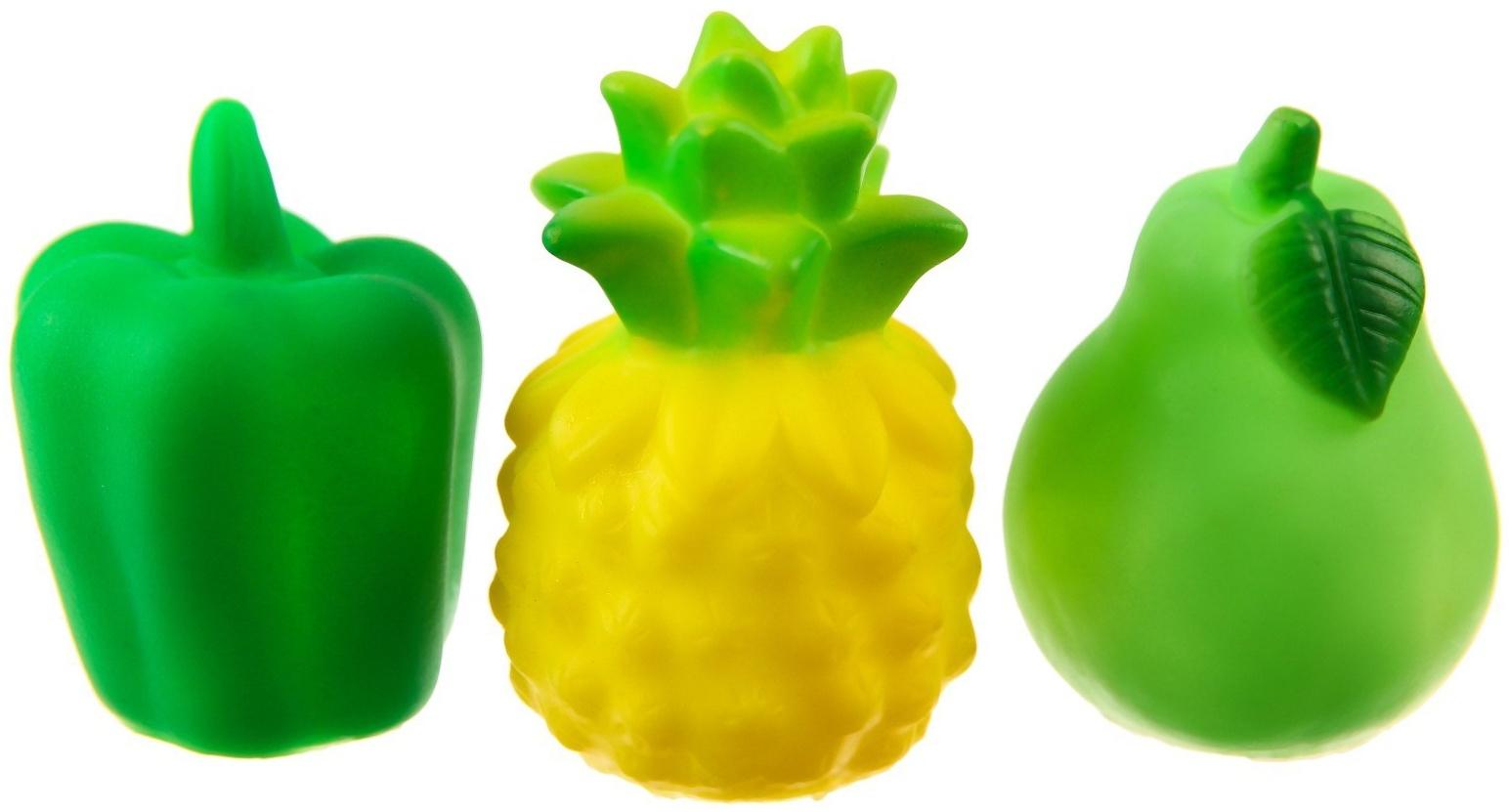 Набор игрушек для ванны «Овощи-Фрукты», с пищалкой, 6 шт, виды МИКС