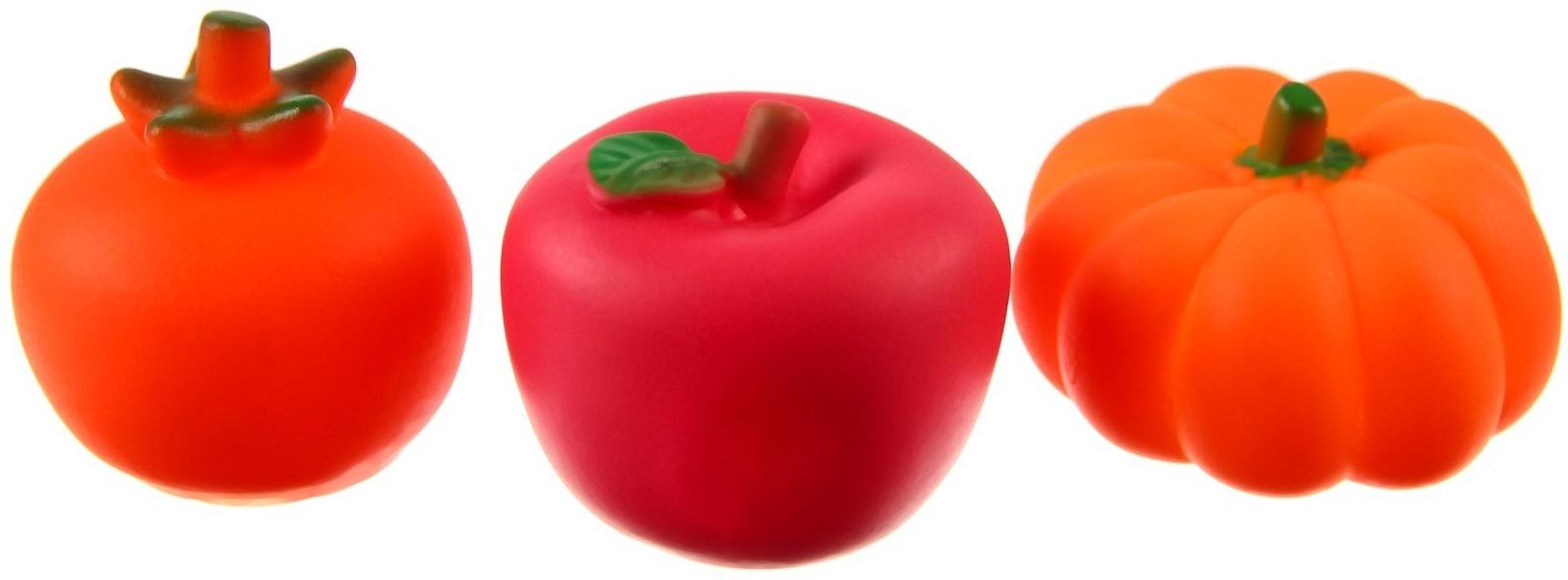 Набор игрушек для ванны «Овощи-Фрукты», с пищалкой, 6 шт, виды МИКС