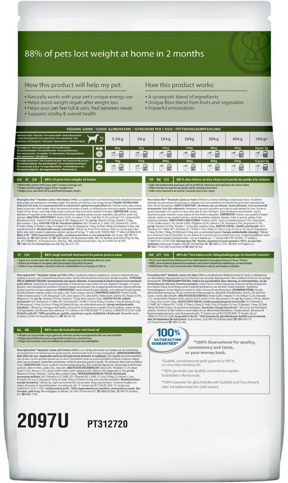 Сухой корм Hill's PD Metabolic для собак, контроль веса, 1.5 кг