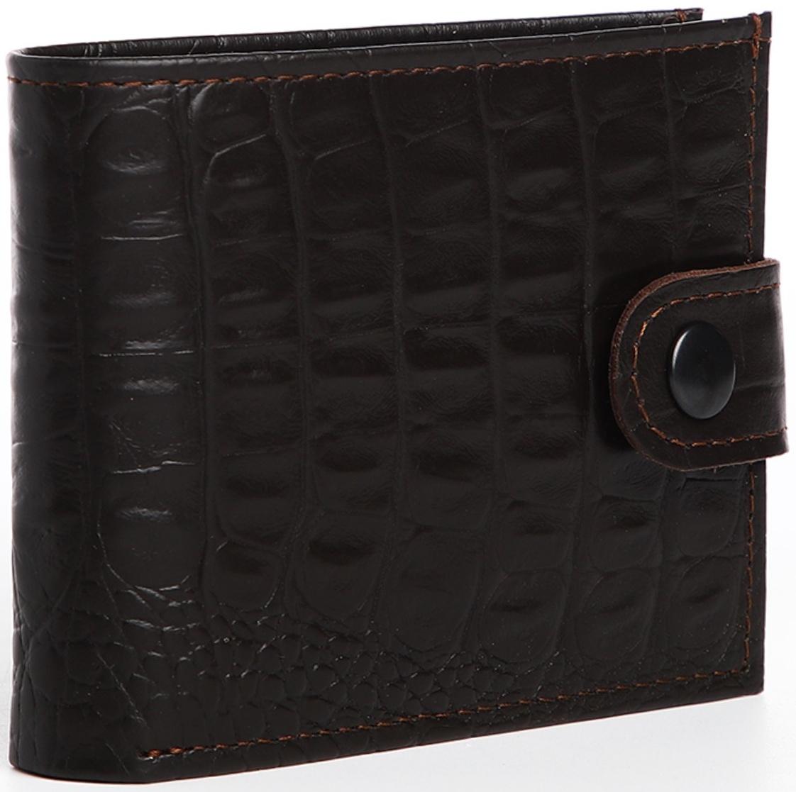 Портмоне на кнопке, для купюр, для карт, для монет, цвет коричневый