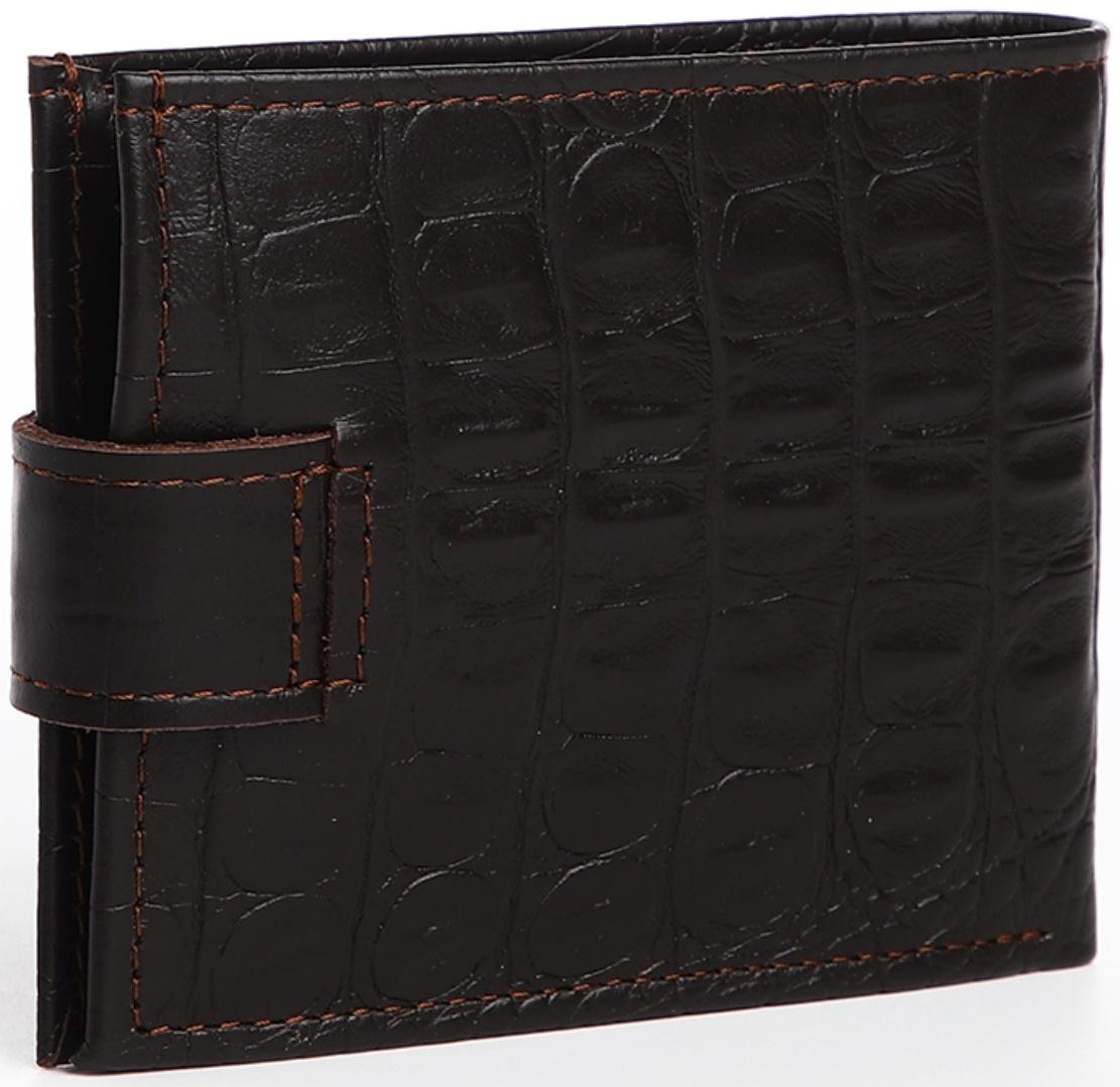 Портмоне на кнопке, для купюр, для карт, для монет, цвет коричневый