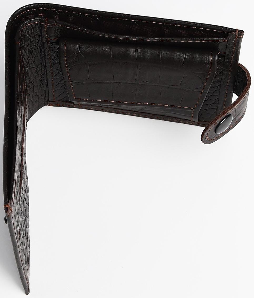 Портмоне на кнопке, для купюр, для карт, для монет, цвет коричневый