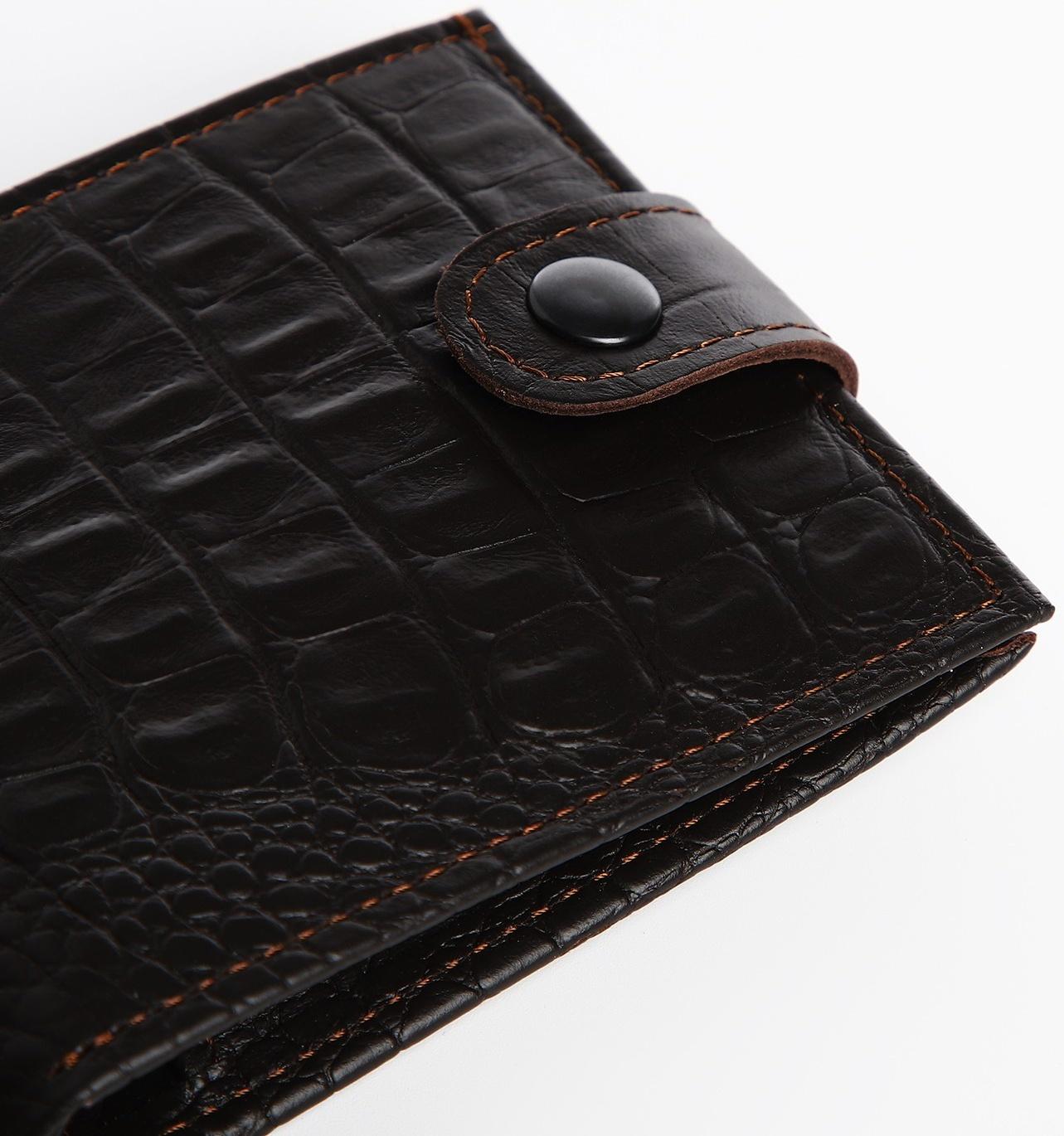 Портмоне на кнопке, для купюр, для карт, для монет, цвет коричневый