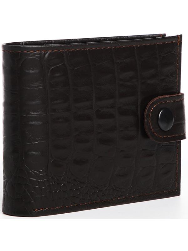 Портмоне на кнопке, для купюр, для карт, для монет, цвет коричневый