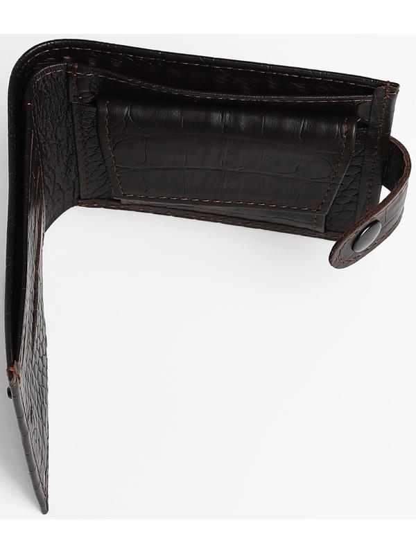 Портмоне на кнопке, для купюр, для карт, для монет, цвет коричневый